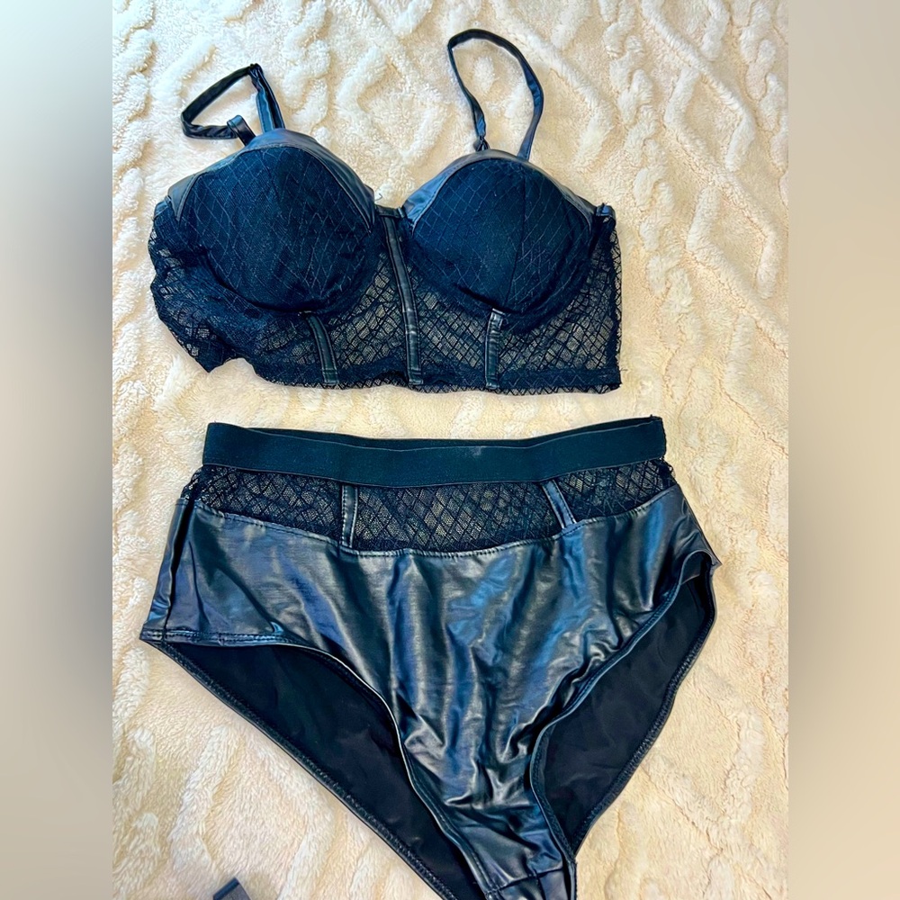 Black Lace Mesh Two Piece Set